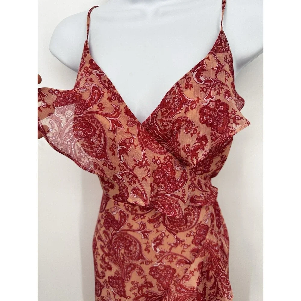 Express Women Pink  Floral Fairy    Coquette maxi dress size S  Ruffle‎ High Low - Picture 5 of 13